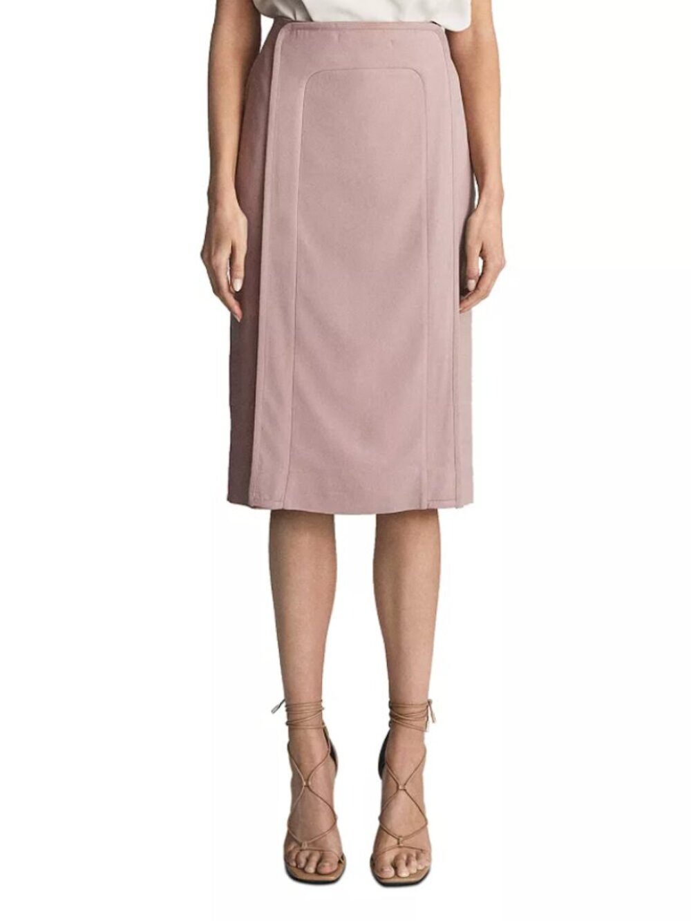 Reiss Marty Midi Skirt Dusty Rose Mauve Size 10